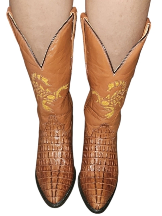 El alacràn de Durango Western Wear Other - El Alacrán de Durango Western Boots Exotic Caiman Tail 8.5 Cognac Style 7934